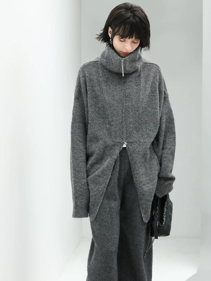 COCOBELLA Wool Blend 3D Tailored Lantern Straight Natural Waist Office Women Pants