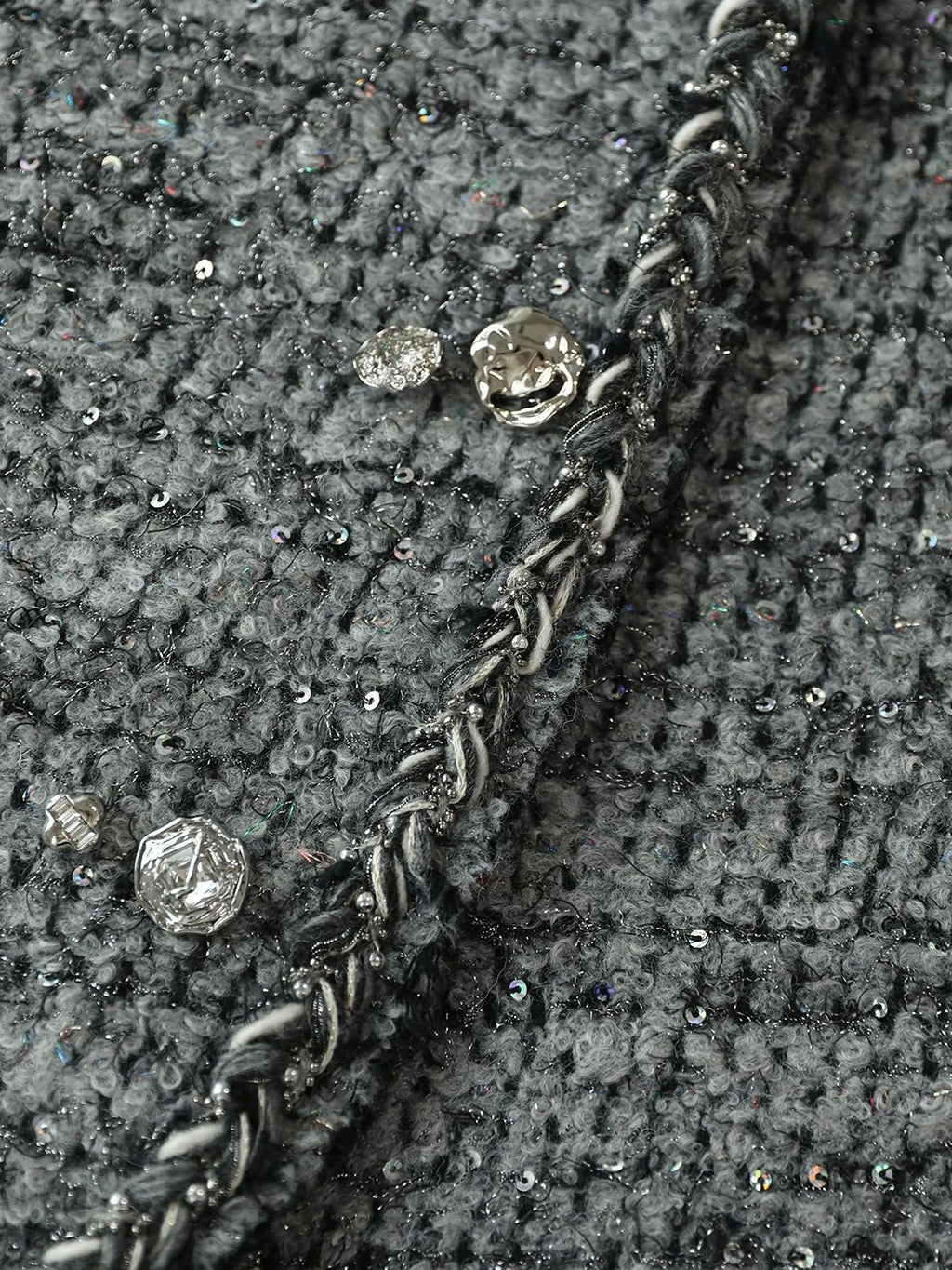 COCOBELLA Wool Blend Button Straight Fit Lapel Collar Office Sequin Paris Gray Coats