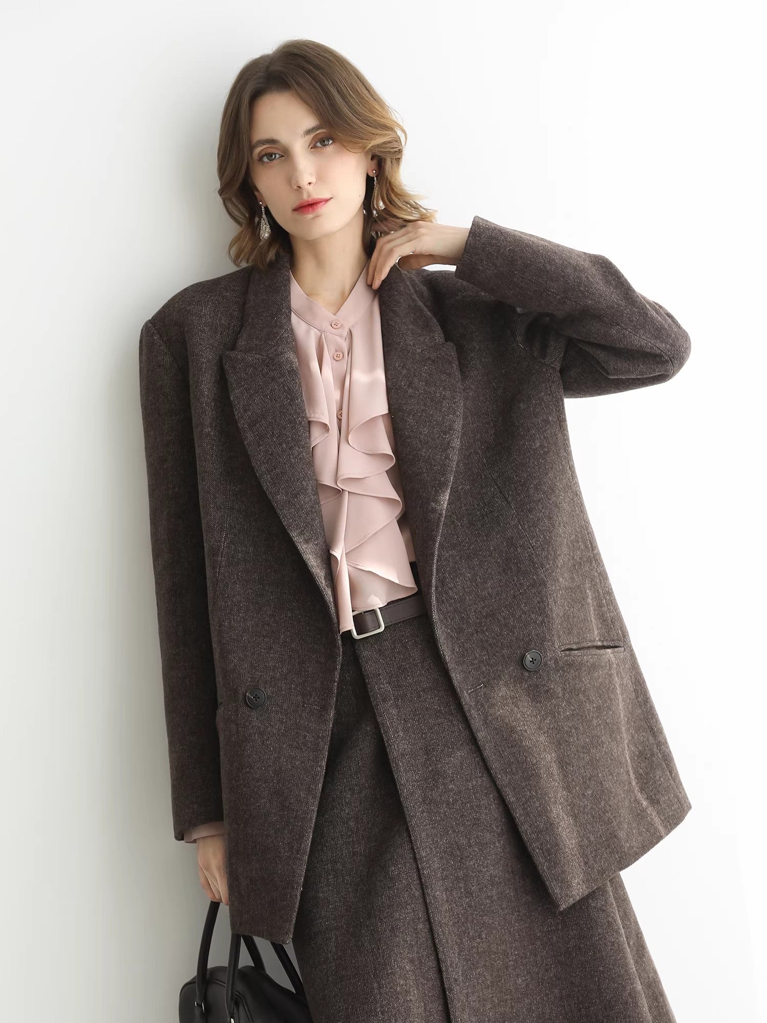 COCOBELLA_Wool_Blend_Double_Breasted_Notched_Lapel_Relaxed_Fit_Office_Women_Mocha_Jackets_MISSTT