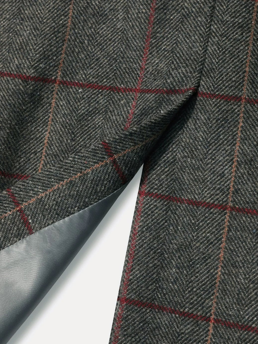 COCOBELLA Wool Blend Frayed Edge Straight Cut Women Gray Plaid Single Button Blazers