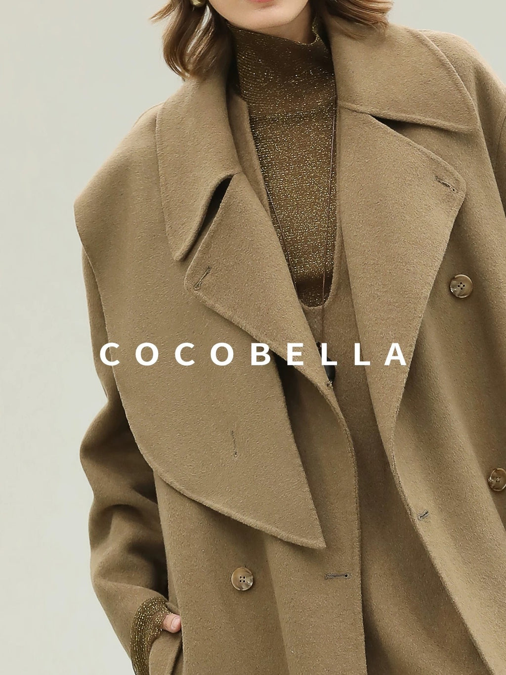 COCOBELLA Wool Blend Long Single Breasted Loose Fit British Commuter Women Overcoat Coats