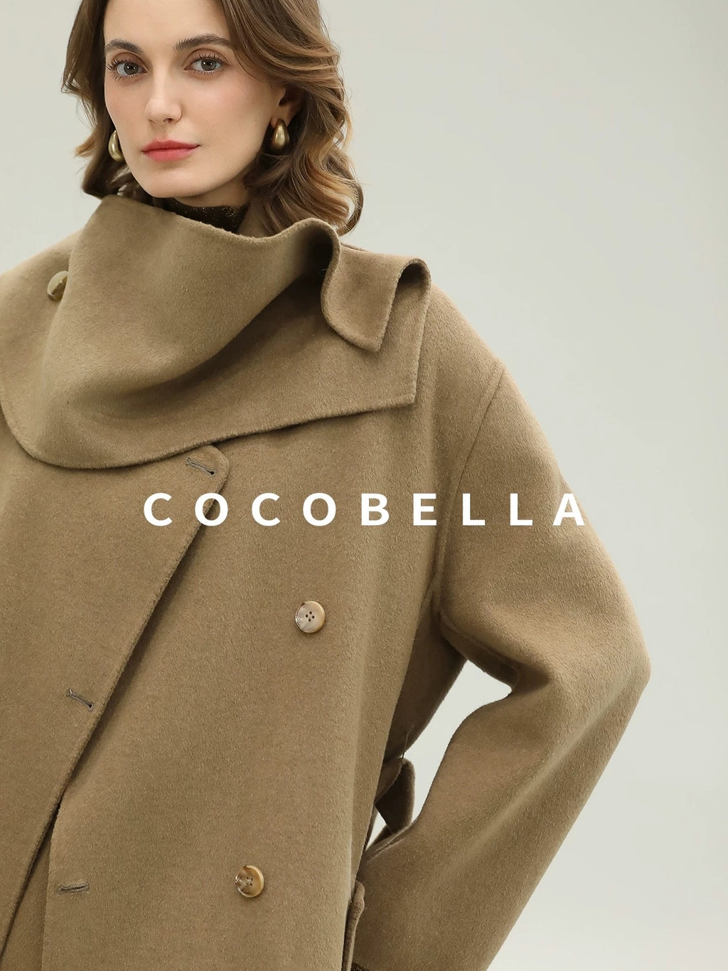 COCOBELLA Wool Blend Long Single Breasted Loose Fit British Commuter Women Overcoat Coats