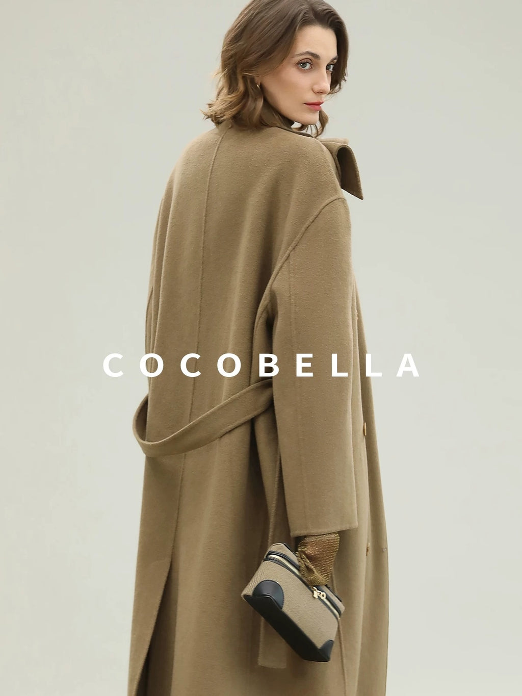 COCOBELLA Wool Blend Long Single Breasted Loose Fit British Commuter Women Overcoat Coats