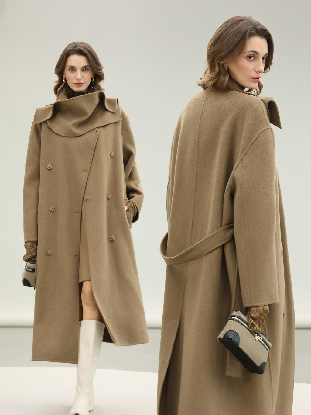 COCOBELLA Wool Blend Long Single Breasted Loose Fit British Commuter Women Overcoat Coats