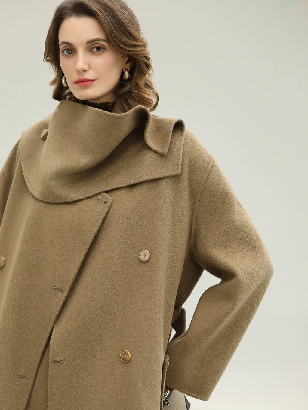 COCOBELLA Wool Blend Long Single Breasted Loose Fit British Commuter Women Overcoat Coats
