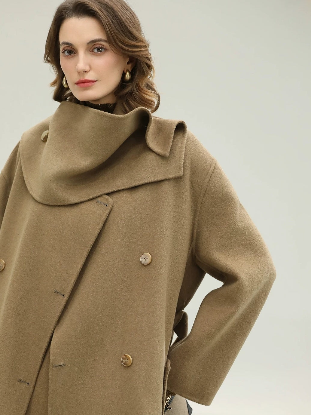 COCOBELLA Wool Blend Long Single Breasted Loose Fit British Commuter Women Overcoat Coats