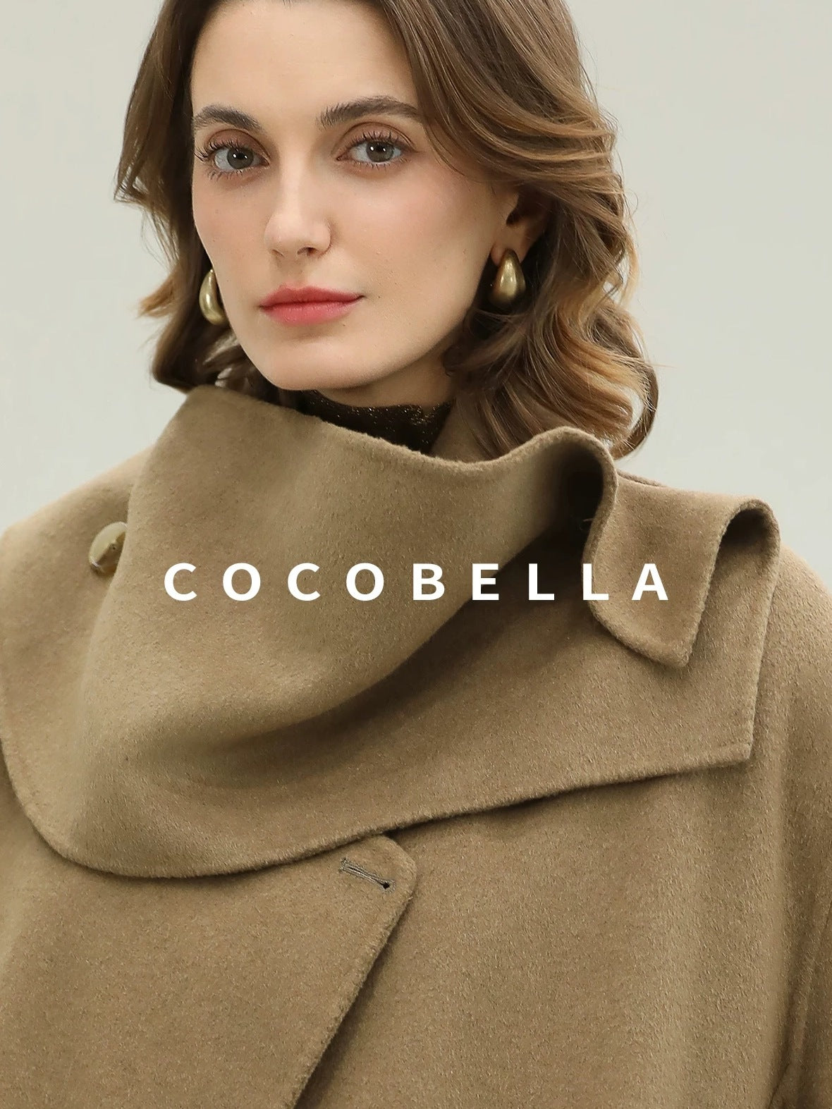 COCOBELLA Wool Blend Long Single Breasted Loose Fit British Commuter Women Overcoat Coats