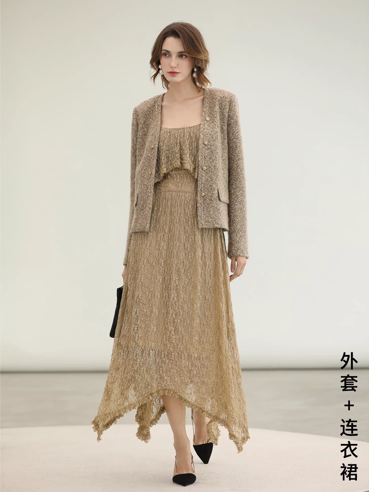 COCOBELLA_Wool_Blend_Lurex_3D_Embellished_Straight_Fit_Ladylike_Office_Blazers_MISSTT