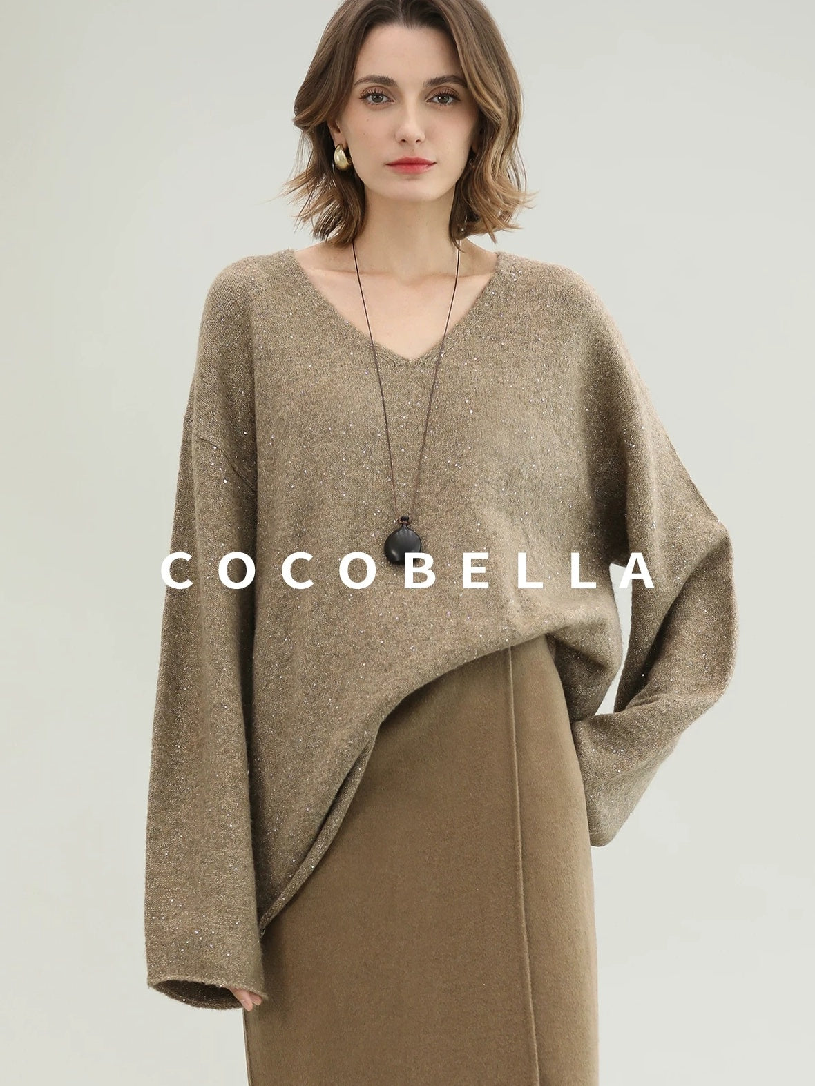 COCOBELLA Wool Blend Shell Embroidery Tassel Mid Rise Front Slit H Silhouette Office Skirts