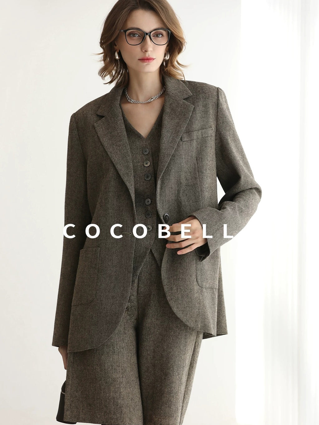 COCOBELLA Wool Blend Single Button Straight Cut Tailored Commuter Office Women Blazers