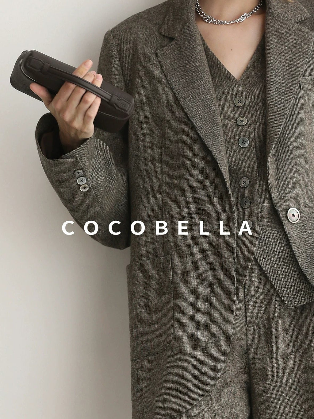 COCOBELLA Wool Blend Single Button Straight Cut Tailored Commuter Office Women Blazers