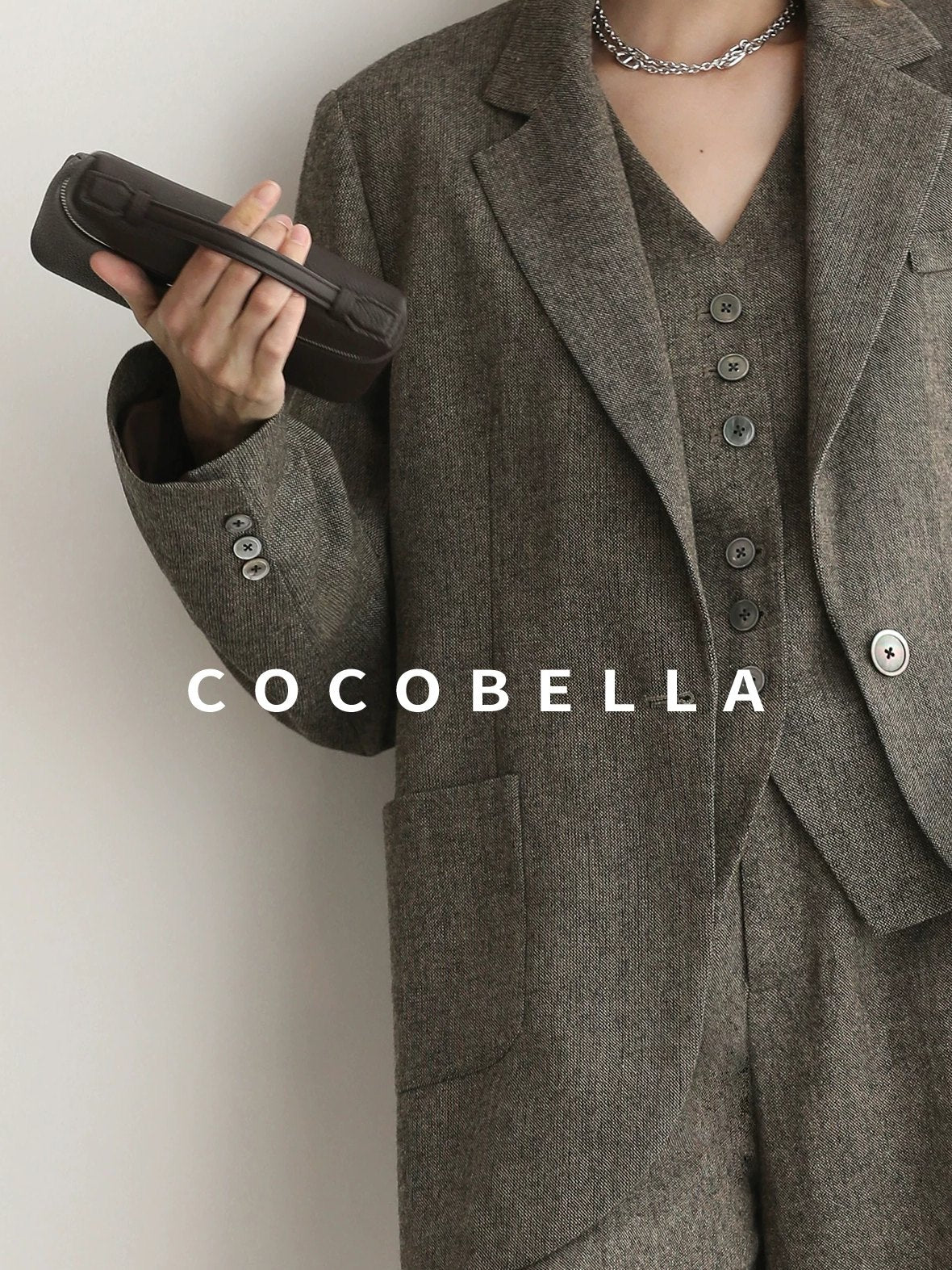 COCOBELLA Wool Blend Single Button Straight Cut Tailored Commuter Office Women Blazers