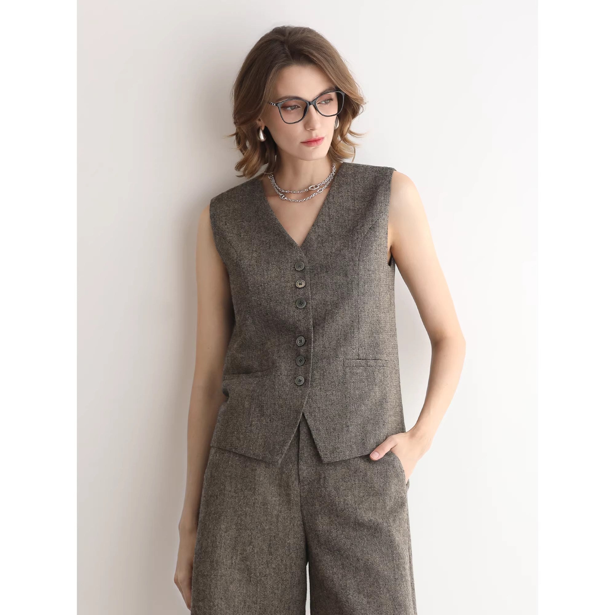 COCOBELLA_Wool_Blend_V_Neck_Single_Breasted_Tailored_Office_Commuter_Blazer_Vest_MISSTT
