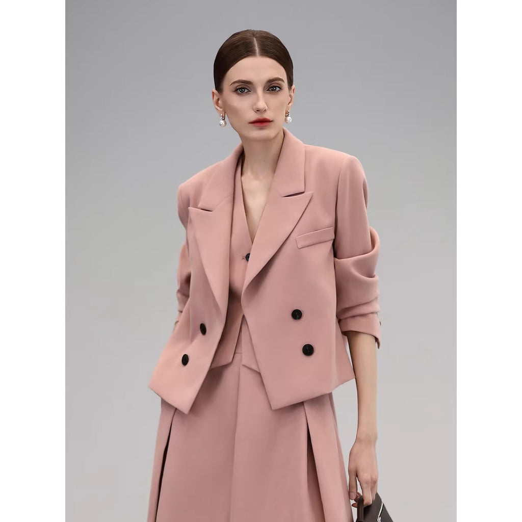 COCOBELLA_Work_Ready_Button_Double_Breasted_Straight_Cut_Short_Honey_Pink_Women_Blazers_MISSTT